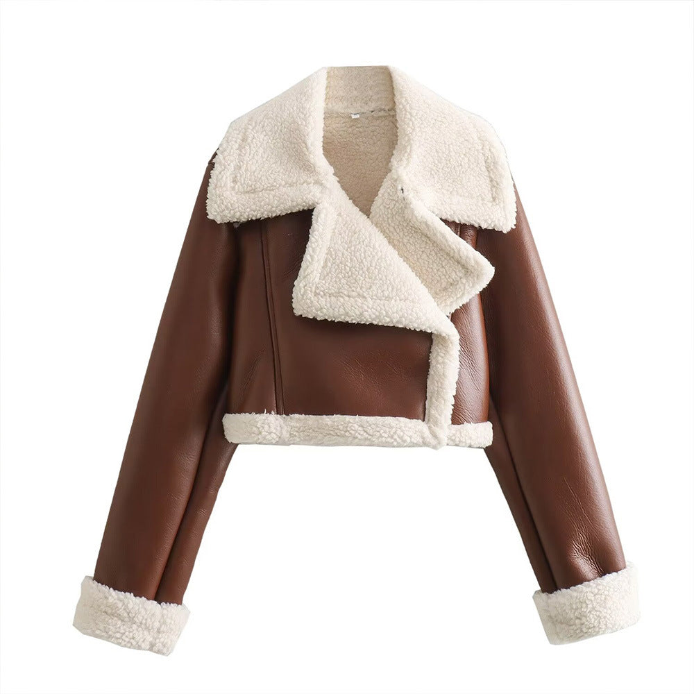 Women's Versatile Lapel Side Zipper Flight Jackets