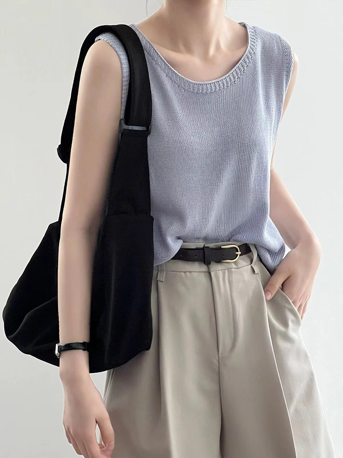 Women's Casual Loose Slimming Sleeveless Outerwear Solid Women's Vest