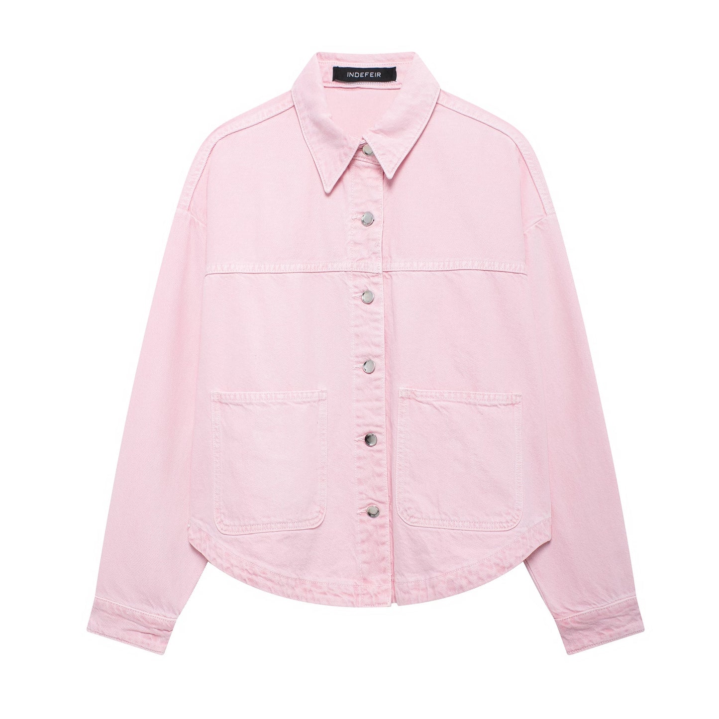 Women's Lapel Single Breasted Double Pocket Denim Blouses