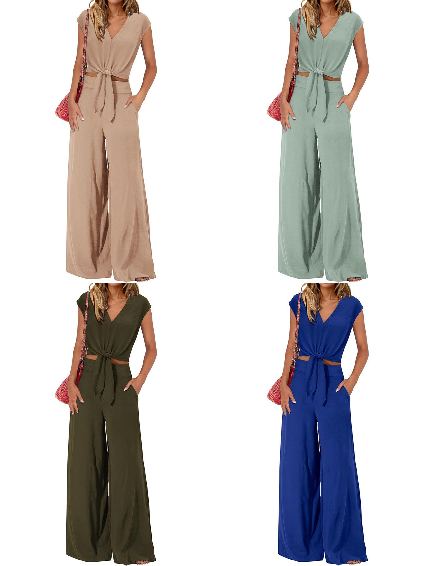 Women's Summer Cropped Set High Waist Fashion Casual Suit