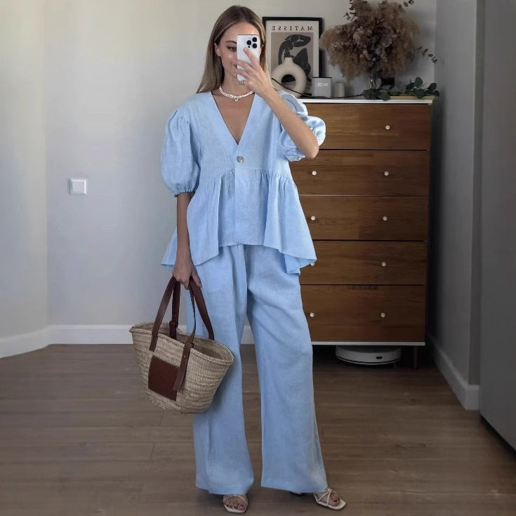 Sweet Solid Color Pure Cotton Puff Suits