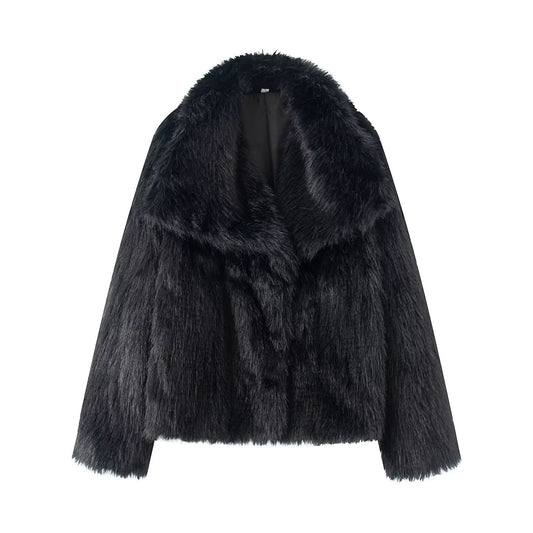 Women's Fashion Casual Imitation Fur Elegant Lapel Coats