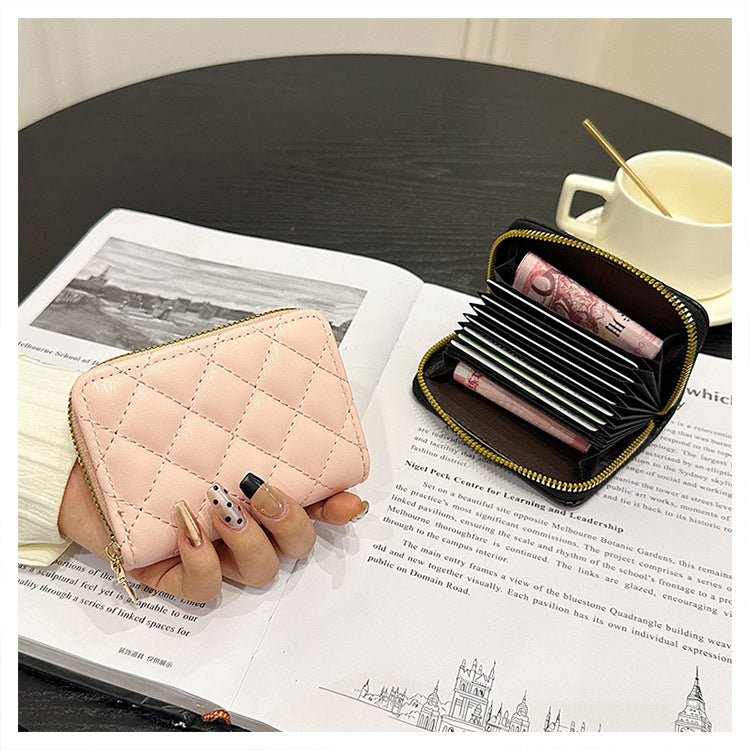 Lambskin Expanding Multiple Slots Swiping Bank Card Holder