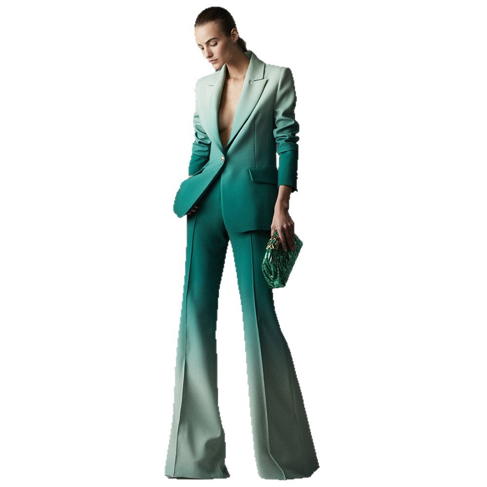 Fashionable Temperament Gradient Color Slim Flared Pants