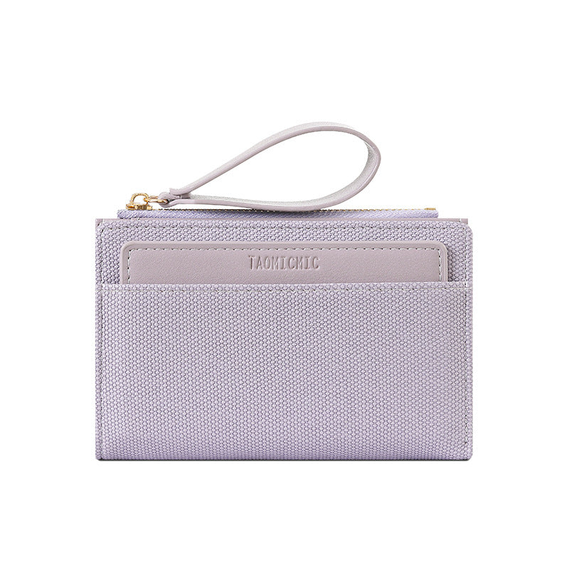 Women's Short Pocket Money Multiple Slots Canvas Pattern Ladies Wallets