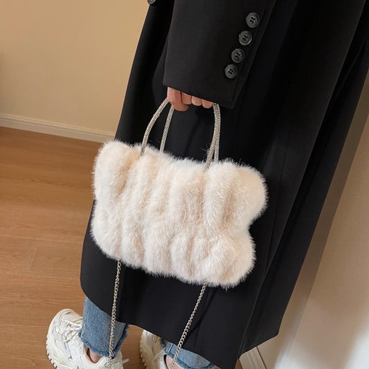 Women's Niche Plush Popular Chain Portable Fur Crossbody Bags