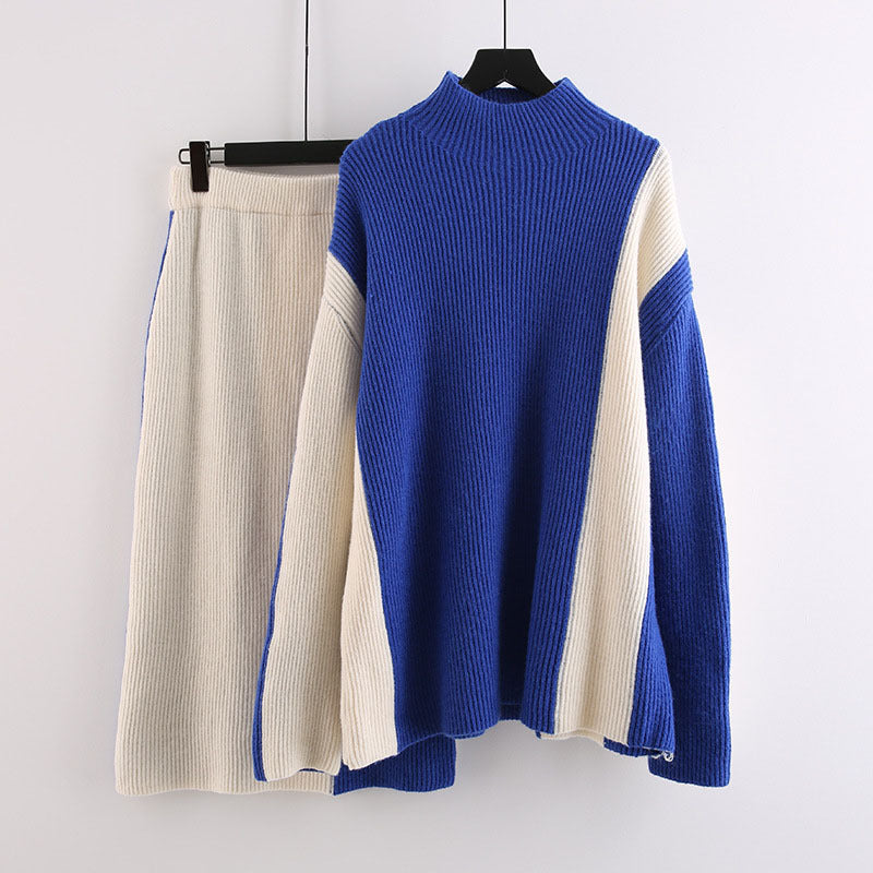 Women's Idle Style Design Color Matching Turtleneck Sweaters