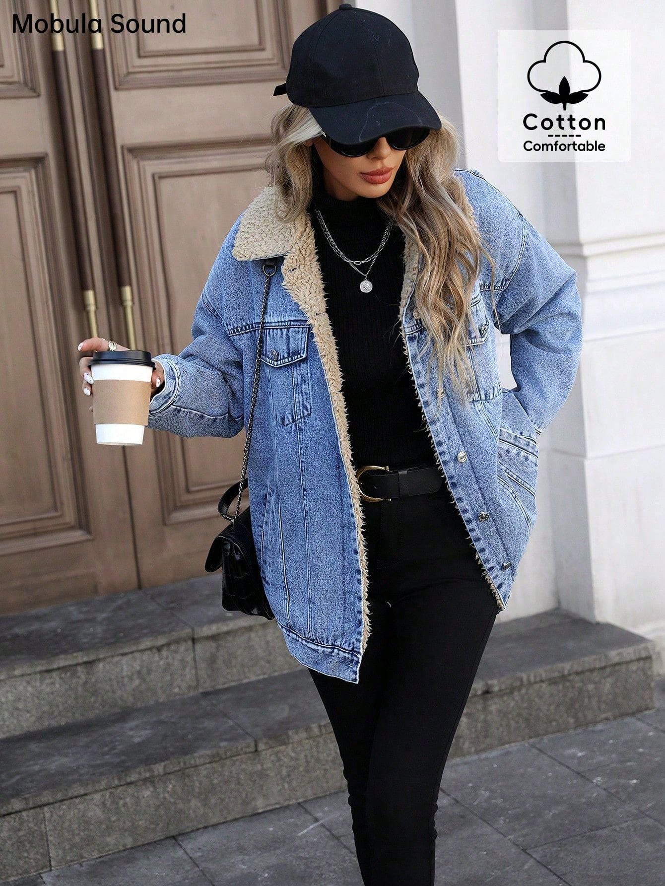 Women's Attractive Loose Fleece-lined Denim Cotton Jackets