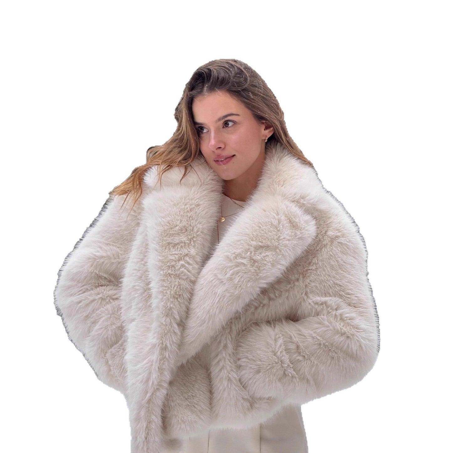 Women's Faux Fur Fashion Artificial Plush Collar Coats
