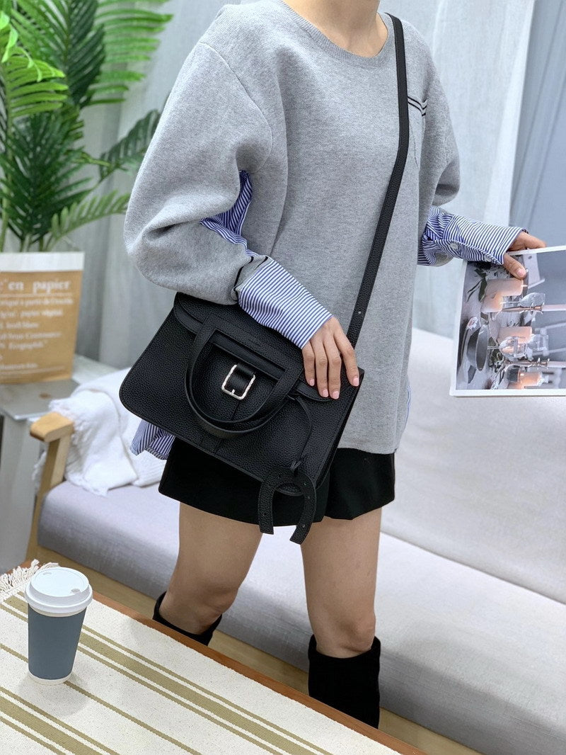 Women's Spring Mini Horseshoe Layer Cowhide Portable Crossbody Bags