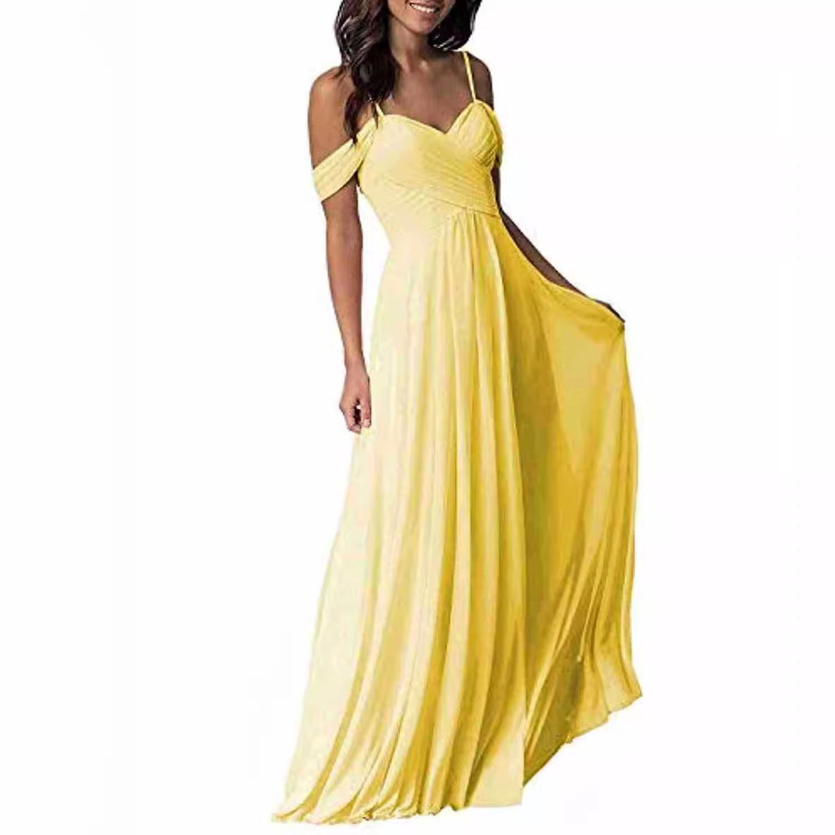 Women's Ruffled Bridesmaid Dress Long Gown Formal Wedding Dresses
