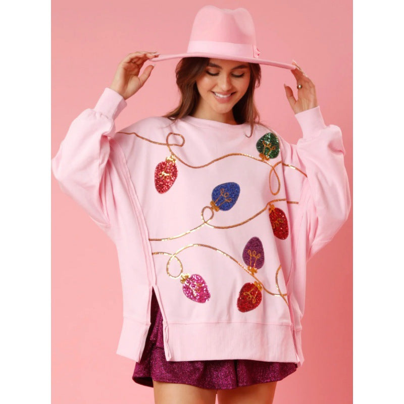 Women's Fashion Trend Sequined Long Sleeve Pullover Sweaters