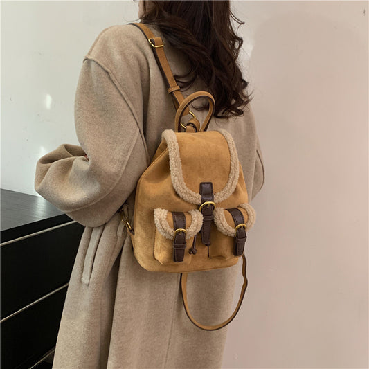 Women's Winter Plush Minority Fashion Retro High-grade Shoulder Bags