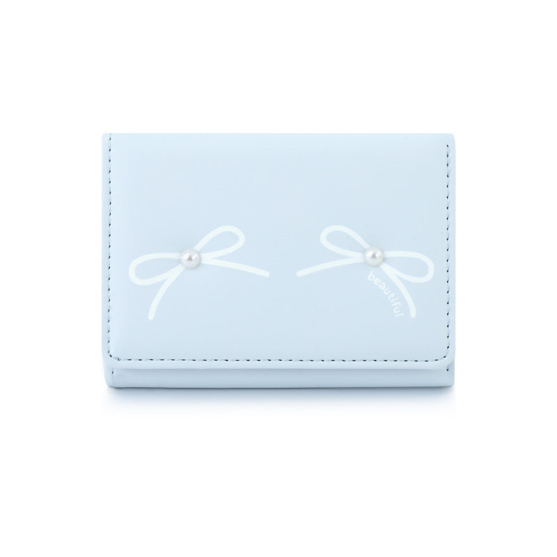Women's Summer Bowknot Outing Cute Pearl Ladies Wallets