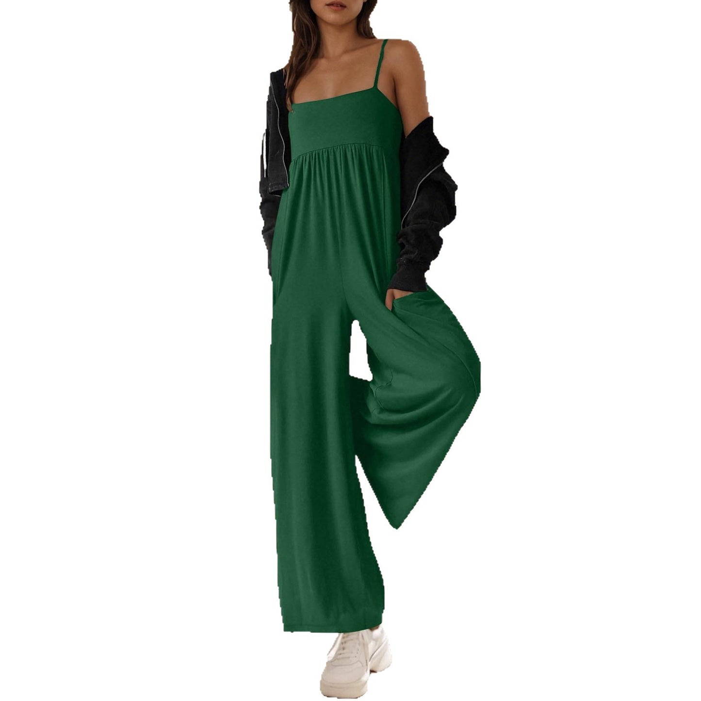 Women's Solid Color Strap Backless Beach Style Women's Jumpsuit/clothing