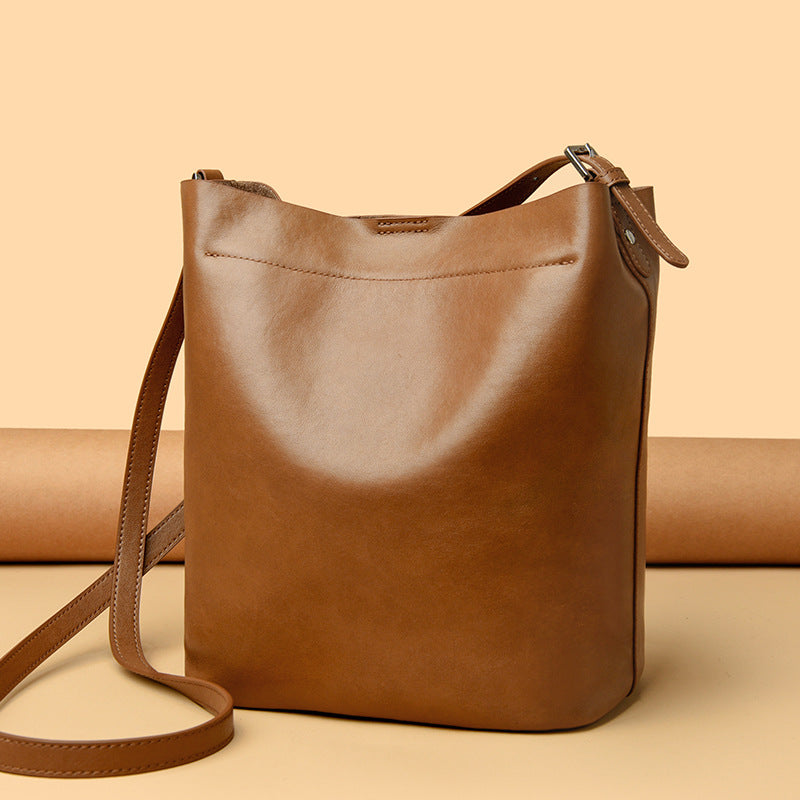 Women's Vegetable Tanned Leather Cowhide Genuine High-grade Bucket Bags