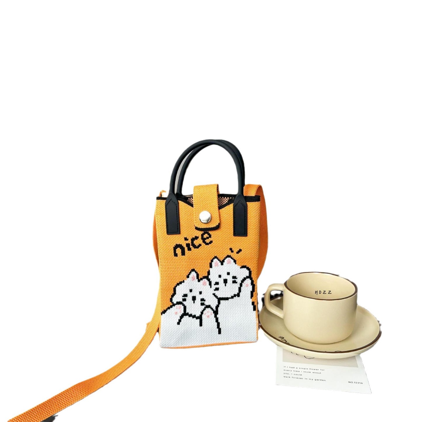 High Sense Mobile Cartoon Knitted Dopamine Bags