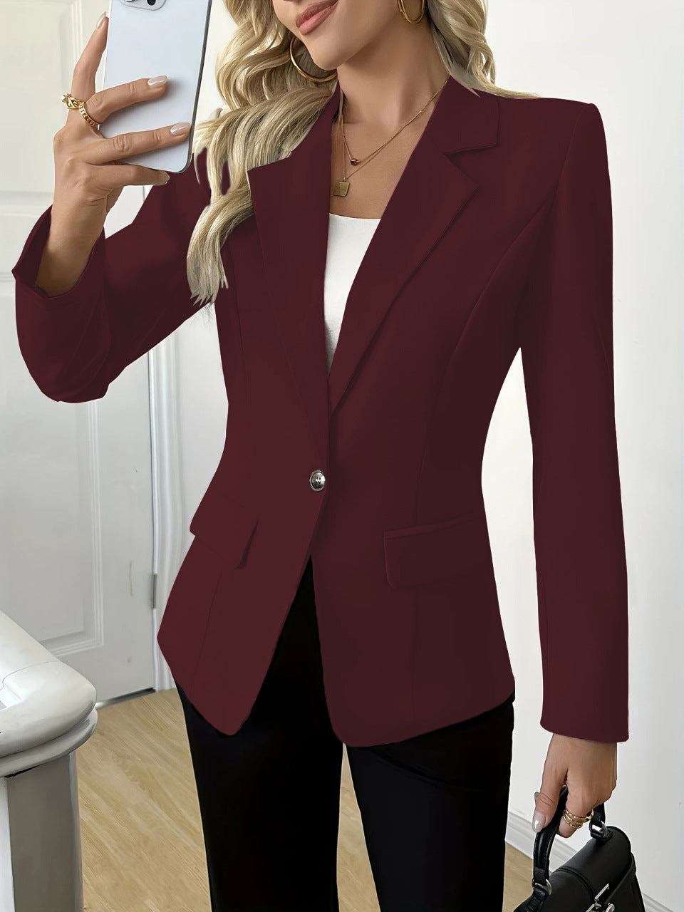 Women's Casual Long-sleeved Solid Color One Button Suits