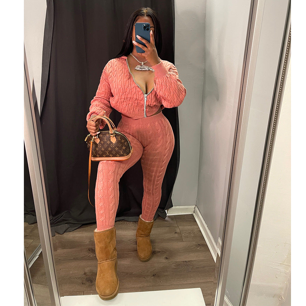 Women's Creative Personality Zipper Set Two-piece Suits