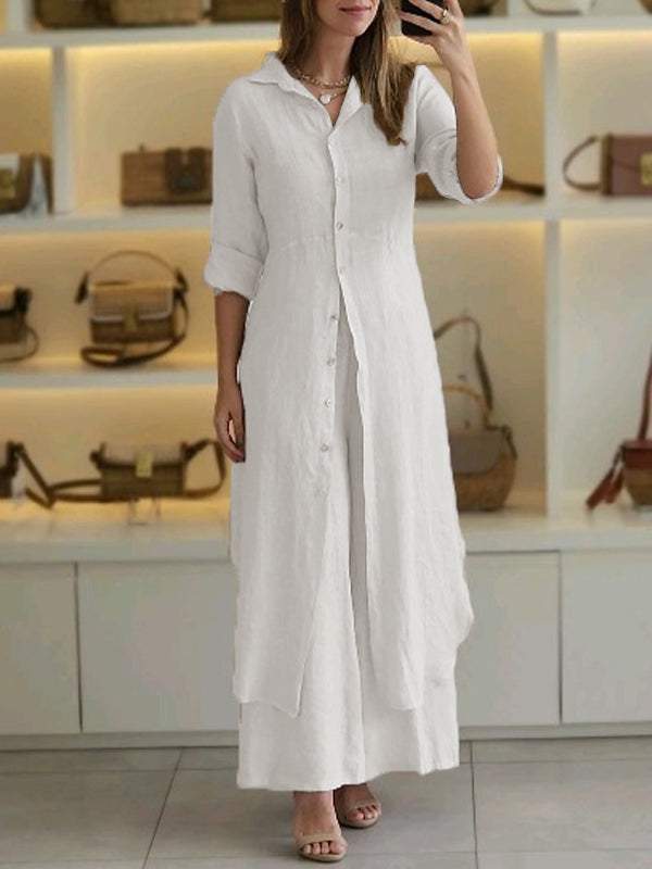 Women's Urban Elegant Cotton Linen Waisted Long-sleeved Suits