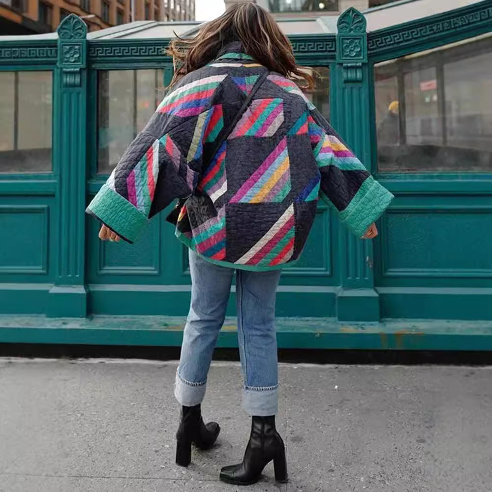 Women's Pretty Temperament Printed Quilted Loose-fitting Coats