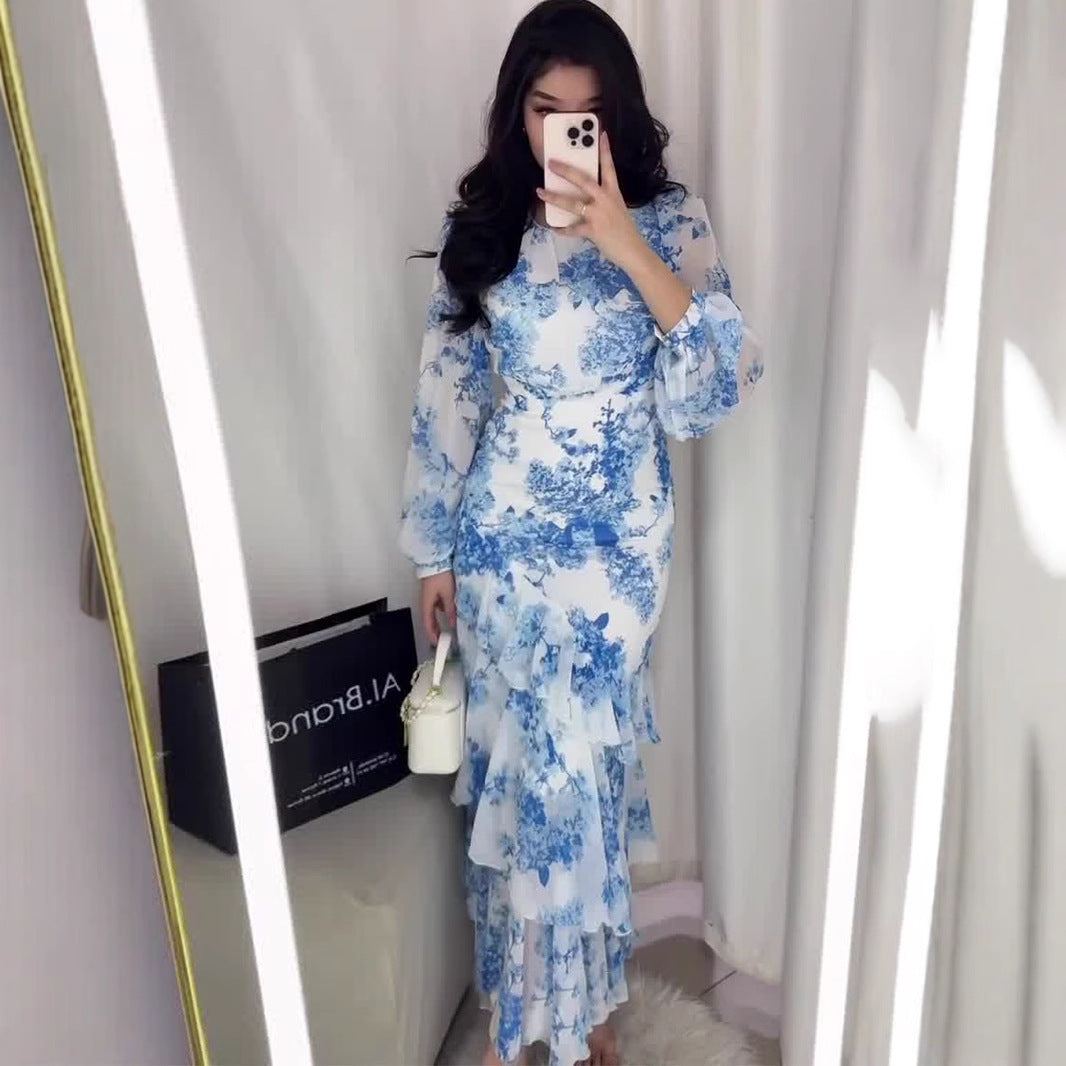 Women's Spring Floral Design Chiffon Printed Dress Dresses