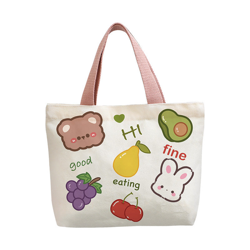 Women's Cute Cartoon Canvas Tutorial Lunch Size Handbags