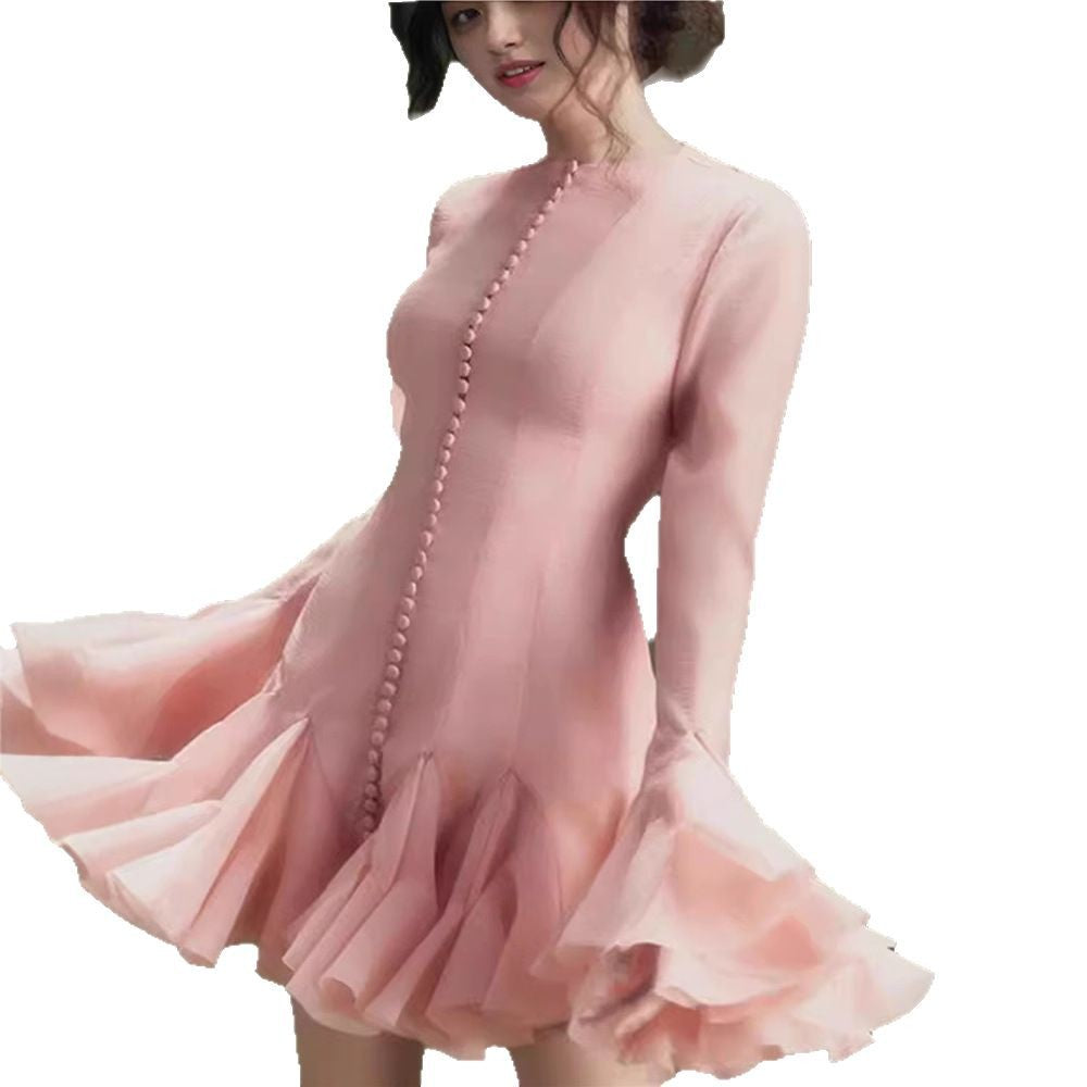 French Sweet Long Sleeve Waist Trimming Skirts