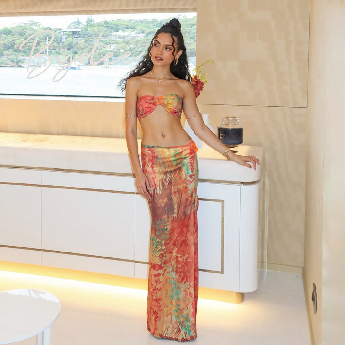 Women's Fashion Sexy Tube Split Long Bikini Suits