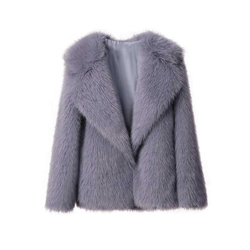 Women's Lapel Leather Fur Faux Loose Korean Coats