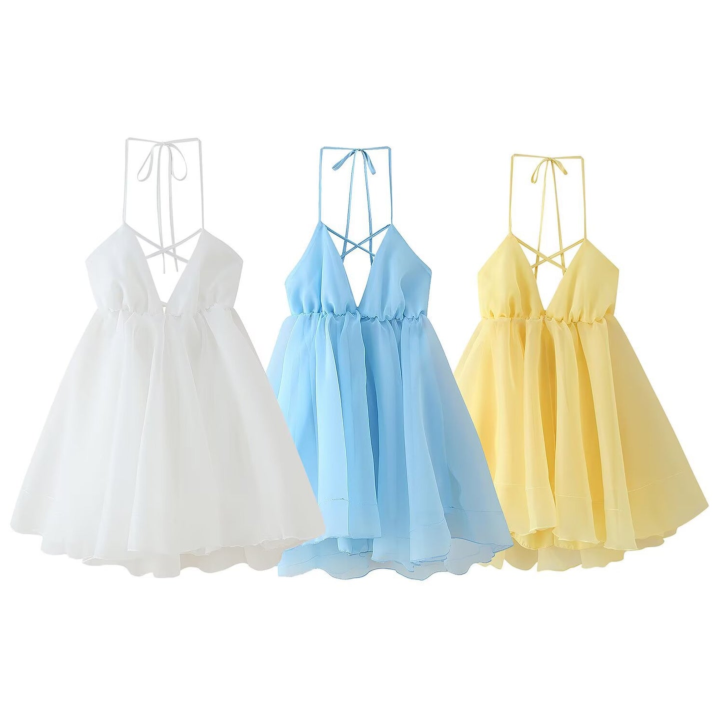 Women's French Style Vacation Bare Back Strap Dresses