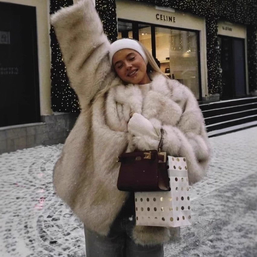 Idle Style Fox Fur Thickened Warm Faux Coats