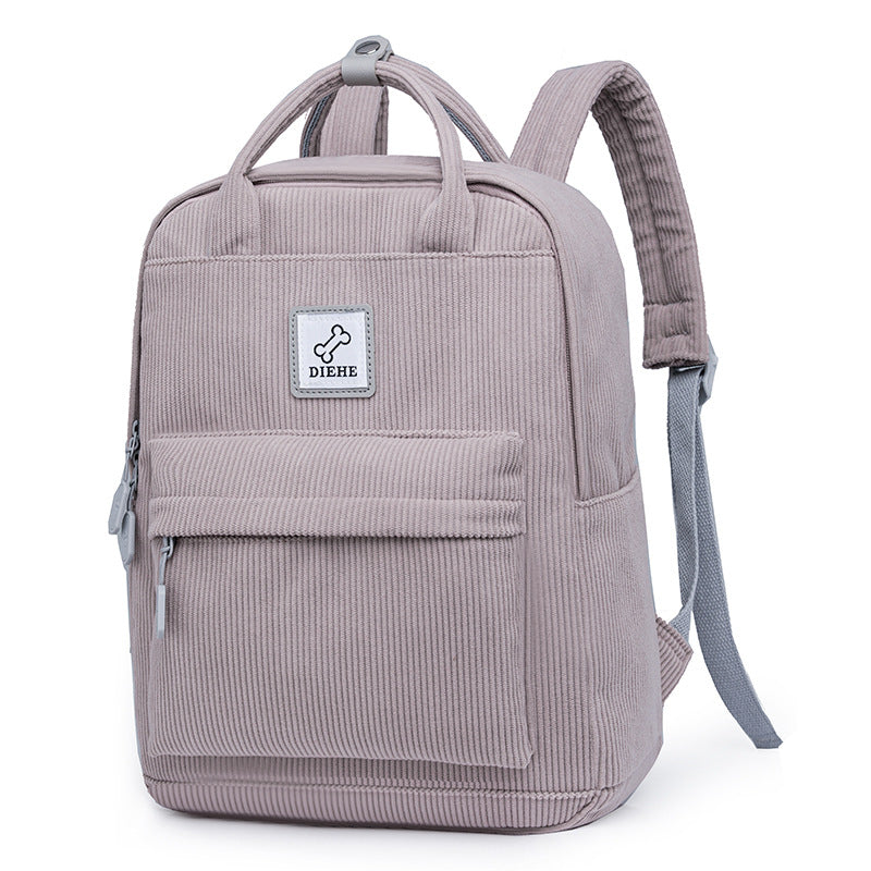 Women's High College Corduroy Large Capacity Simple Middle School Students' Schoolbags