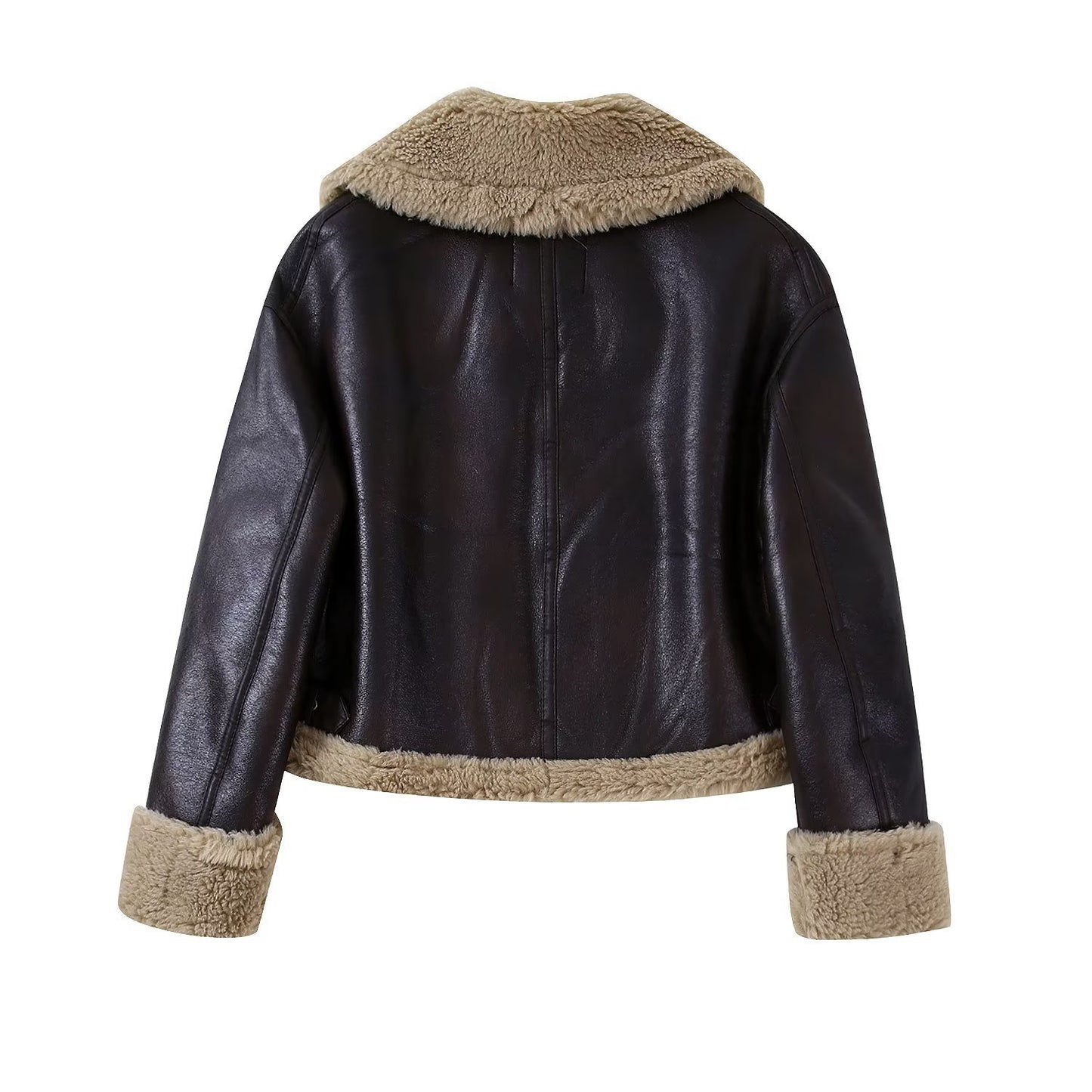 Women's Lamb Wool Motorcycle Winter Fur Zipper Jackets