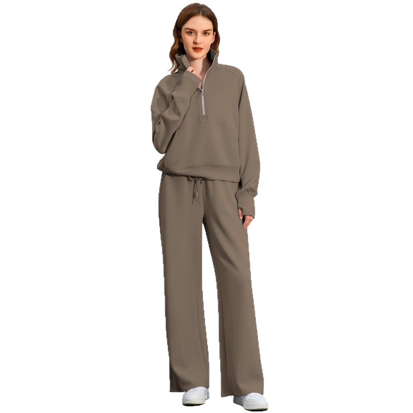 Women's Solid Color Long-sleeved Trousers Casual Sweatshirt Suits