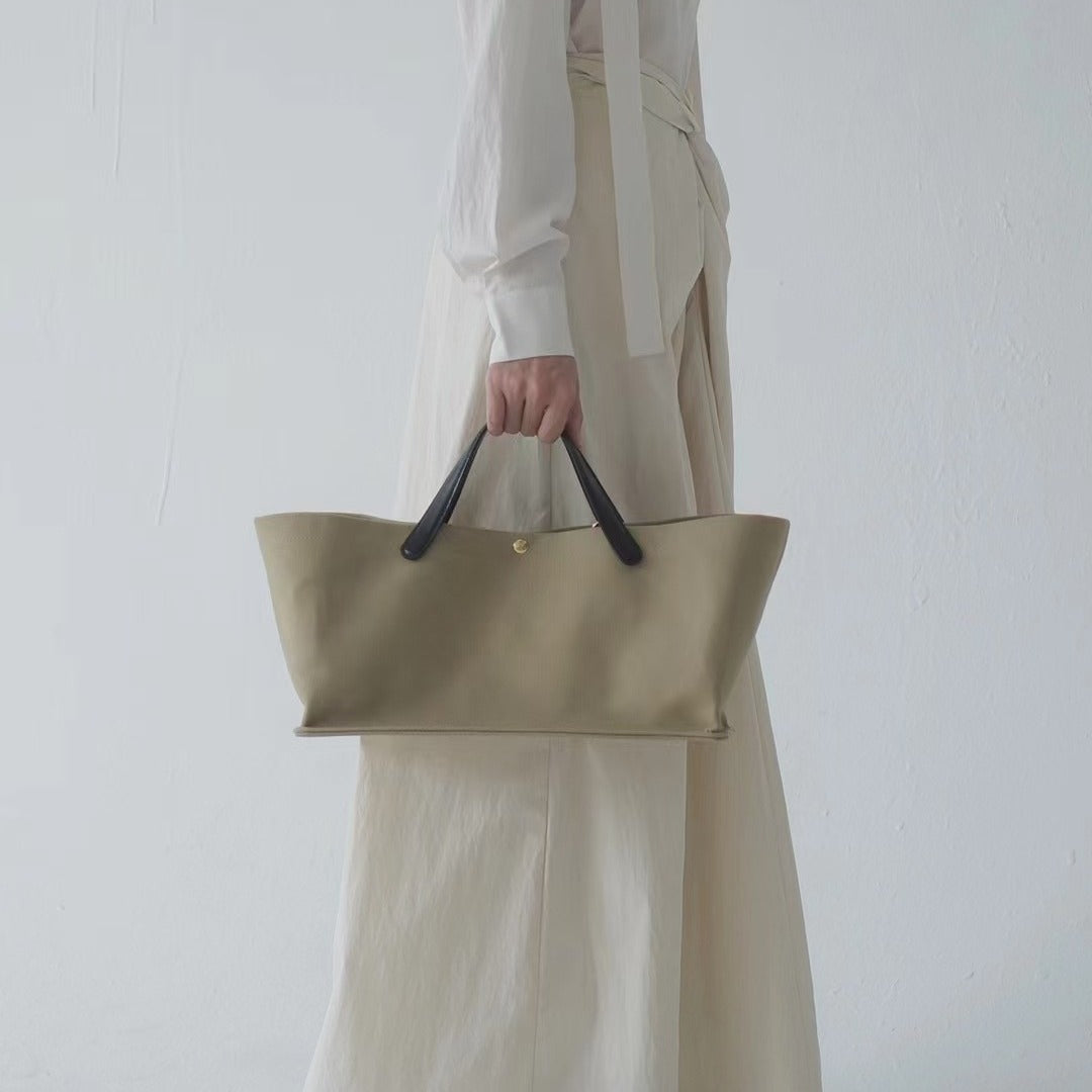 Fashion Luxury Leather Stitching Canvas Large Capacity Handbags