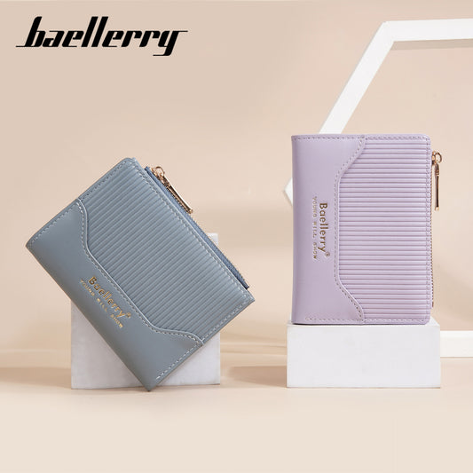 Women's Short Striped Zipper High Sense Female Ladies Wallets