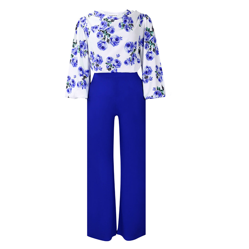Women's Large Printed Lace Up Wide Leg Pants