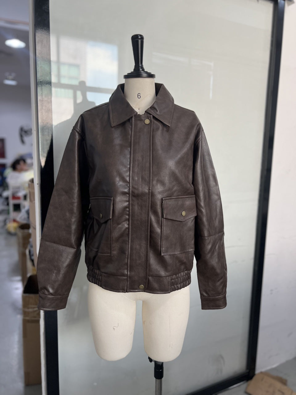 Temperament Lapel Tied Long Sleeve Leather Jackets