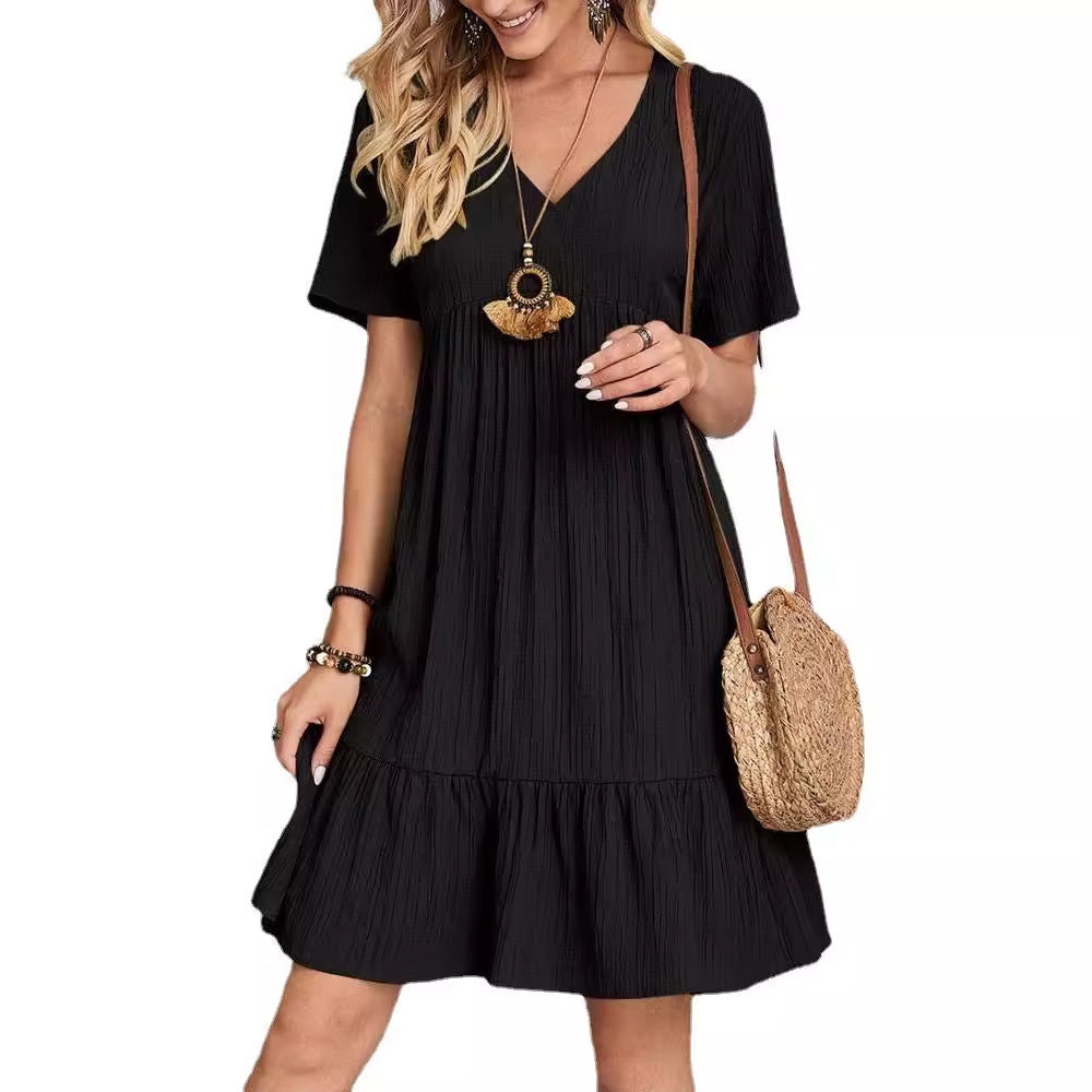 Fashion Hot Summer Solid Color Cake Dress