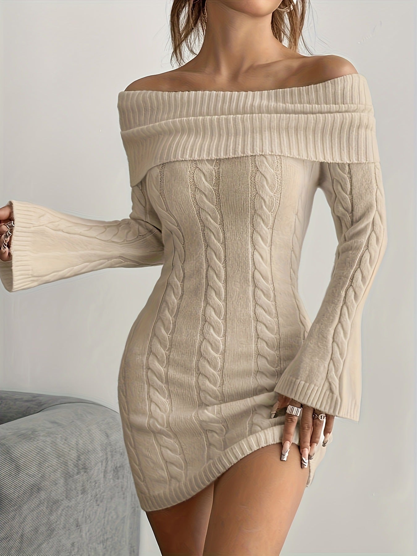 Fashion Casual Knitted Solid Color Dress Dresses