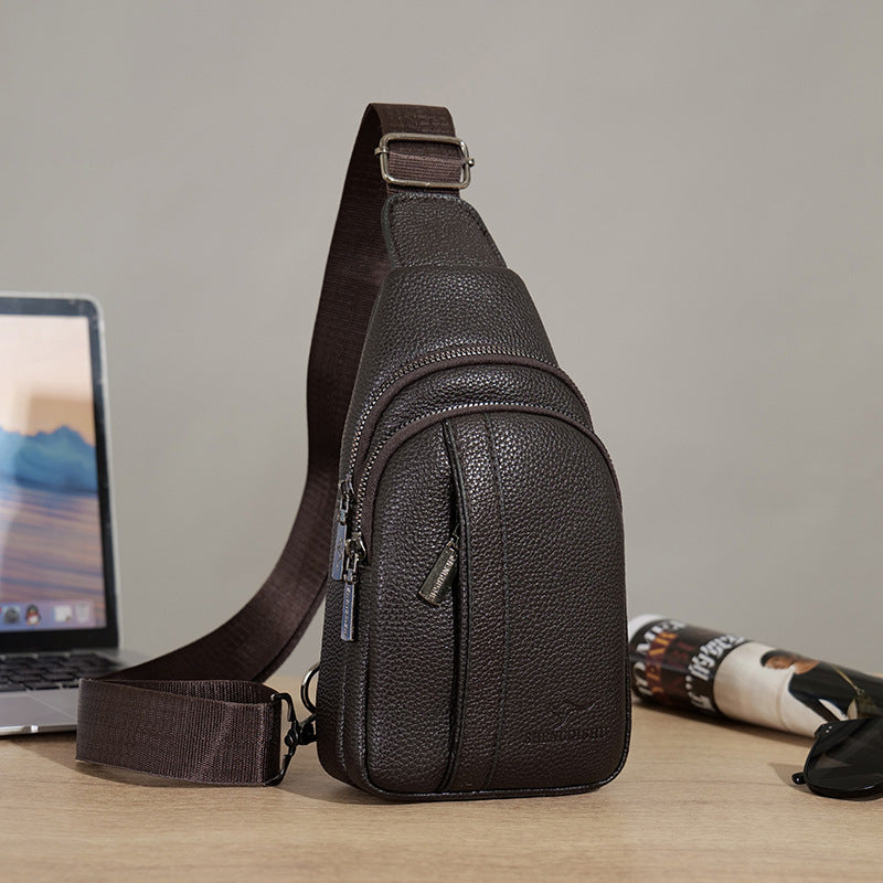 Men's Authentic Leather Tactile Feel Multifunctional Simple Men's Chest Bags
