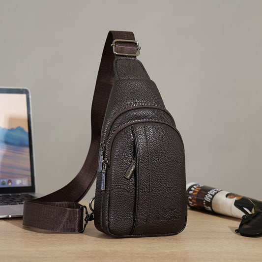 Men's Authentic Leather Tactile Feel Multifunctional Simple Men's Chest Bags