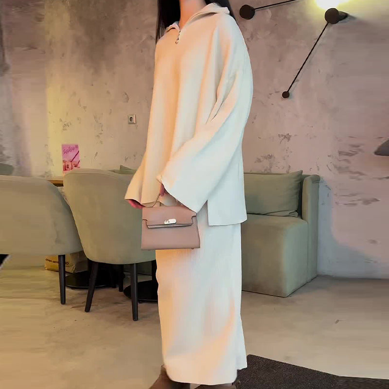 Women's Autumn Fashion Solid Color Loose Zip Suits