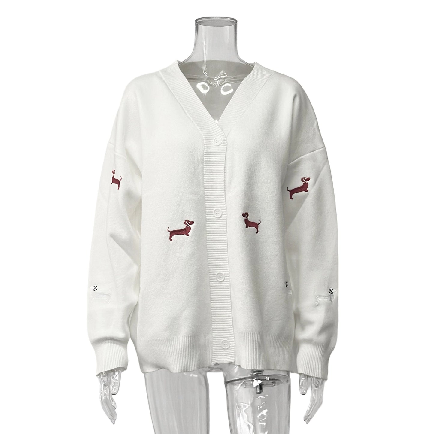 Style Idle Sausage Dog Embroidered Loose Sweaters