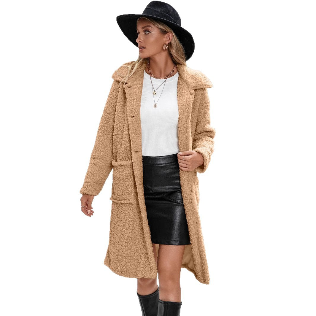 Women's Plush Thickened Single-breasted Lamb Wool Coats