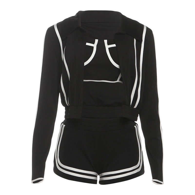 Women's Fashion Long Sleeve Turn-down Collar Sling Suits