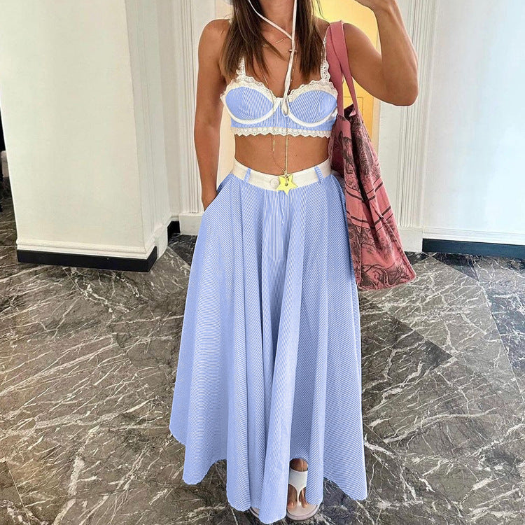 Women's Fashion Lace Splicing Sling Hot High Clothing