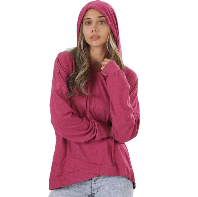 Charming Women's Autumn Hem Irregular Hooded Women's Sweater, Sweater