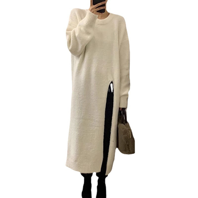 Women's Idle Style Side Split Dress Loose Knitwear